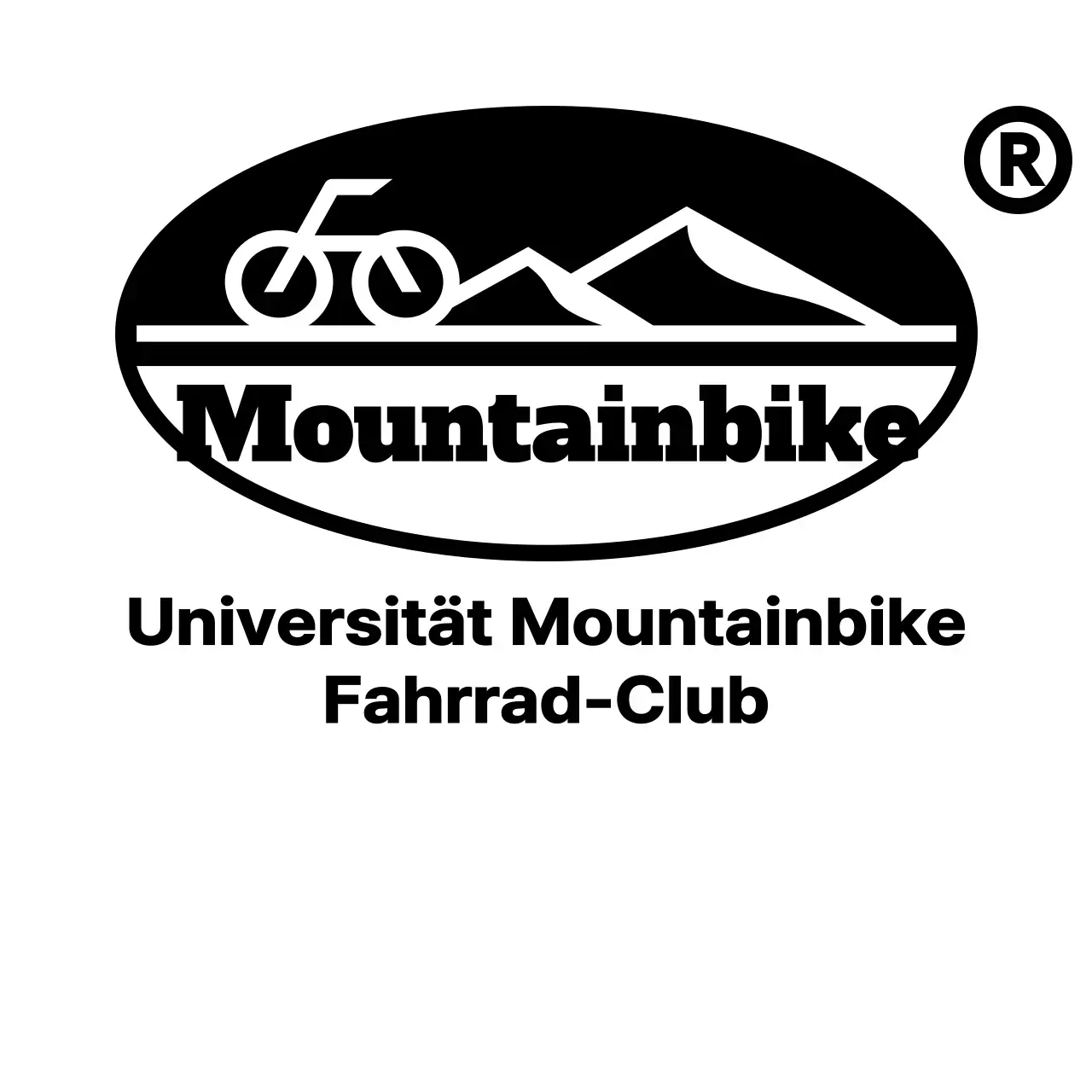 Mountainbike-Club-Konzept mit einfachen schwarzen Berge und Fahrräder Illustration