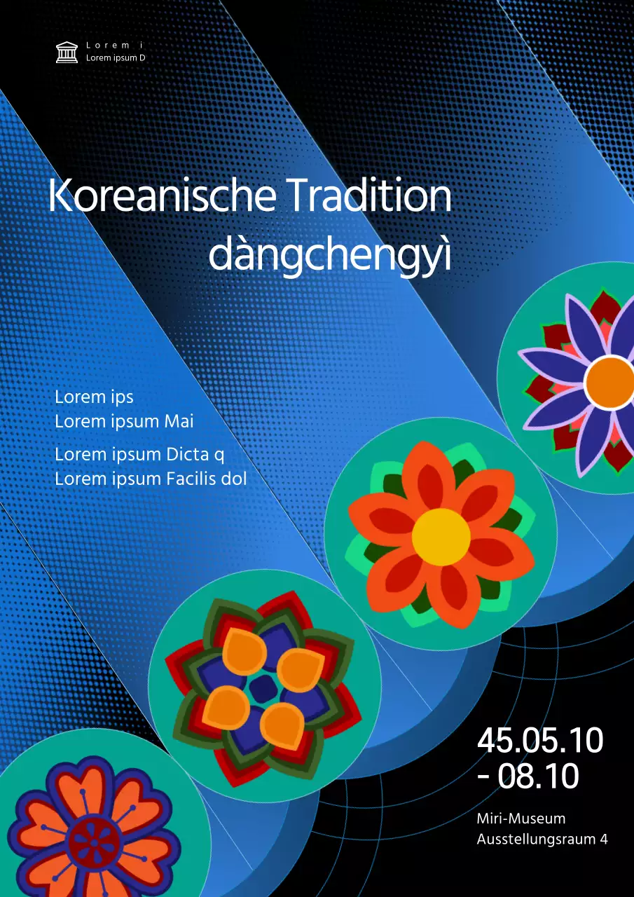 Schwarz Blau Modernes Muster Koreanisch Dancheong Illustration Ausstellung