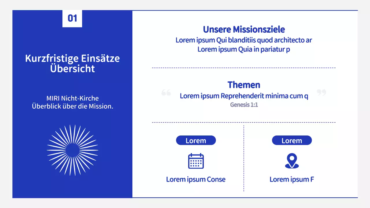 Eine einfache Sommermission mit blauen und weißen Linien