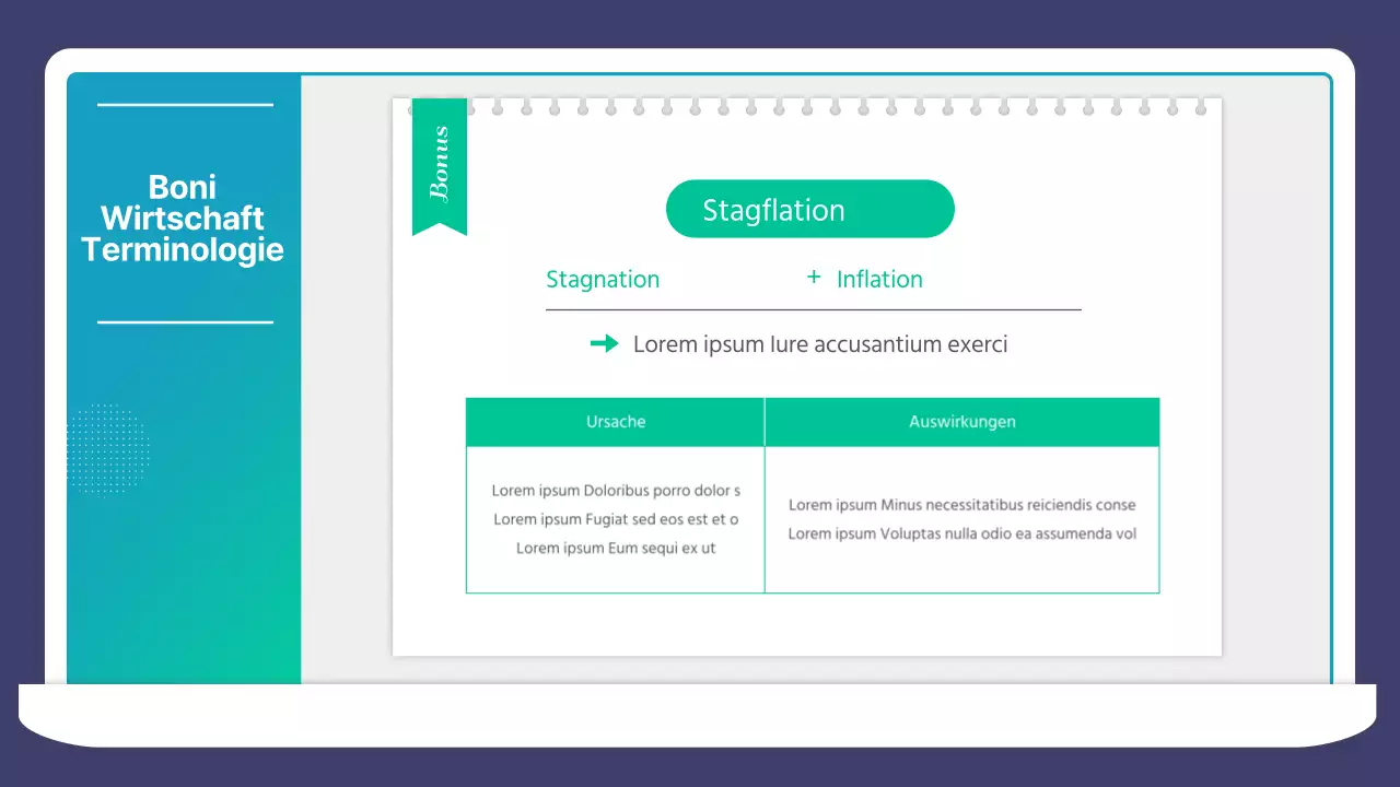 Blau-grüner Farbverlauf Illustration Ökonomische Theorie Vorlesungsmaterial