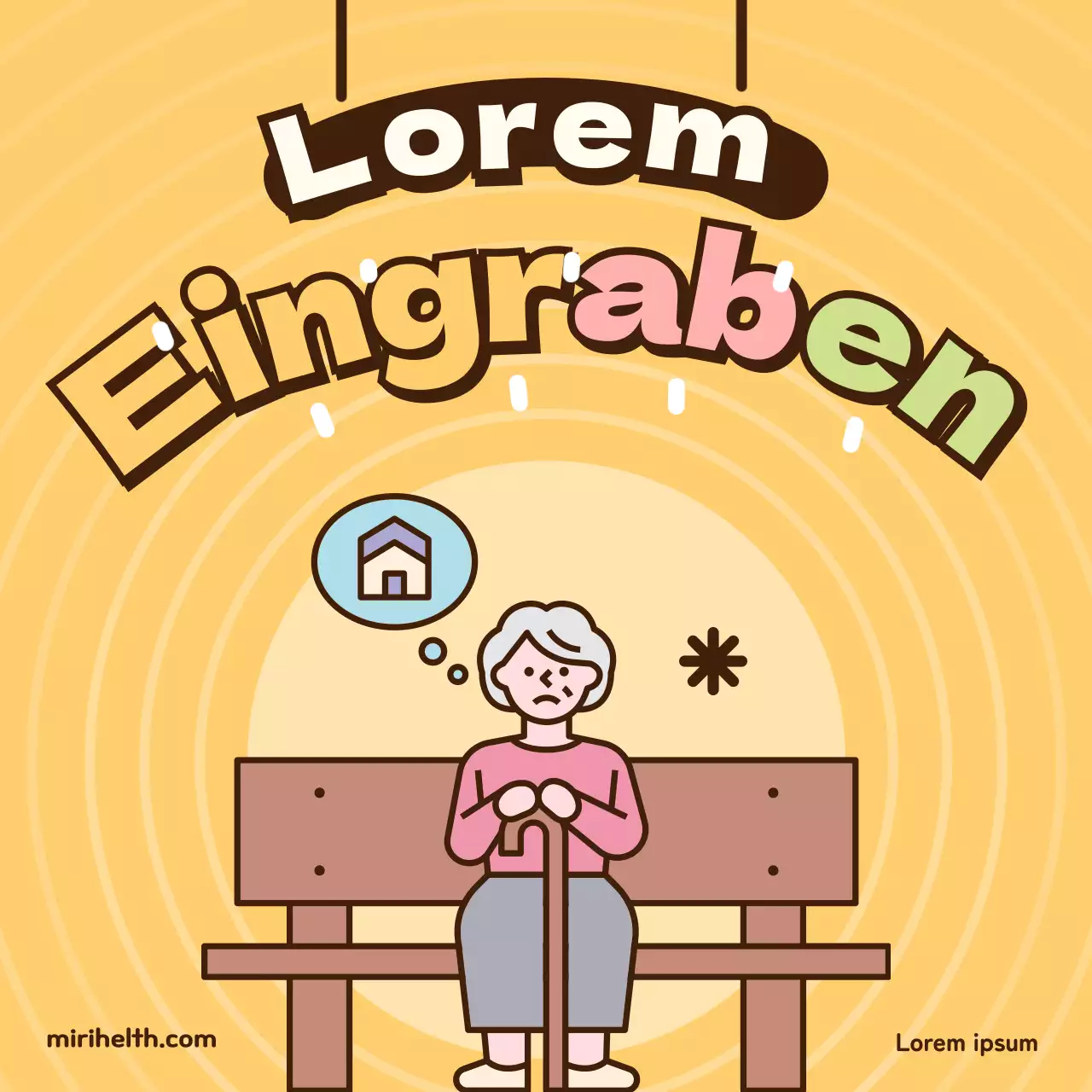 Gesundheitsinformationen für ältere Erwachsene mit Alzheimer-Krankheit in Gelb-Chartreuse-Hellblau