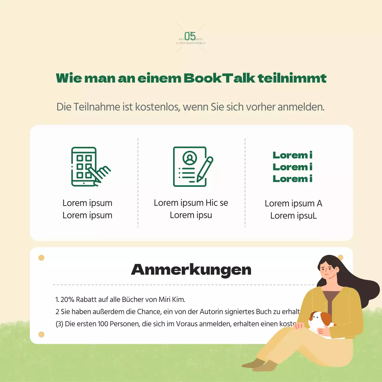 Buchgespräch anlässlich der Veröffentlichung eines beige-grün illustrierten Konzeptbuchs