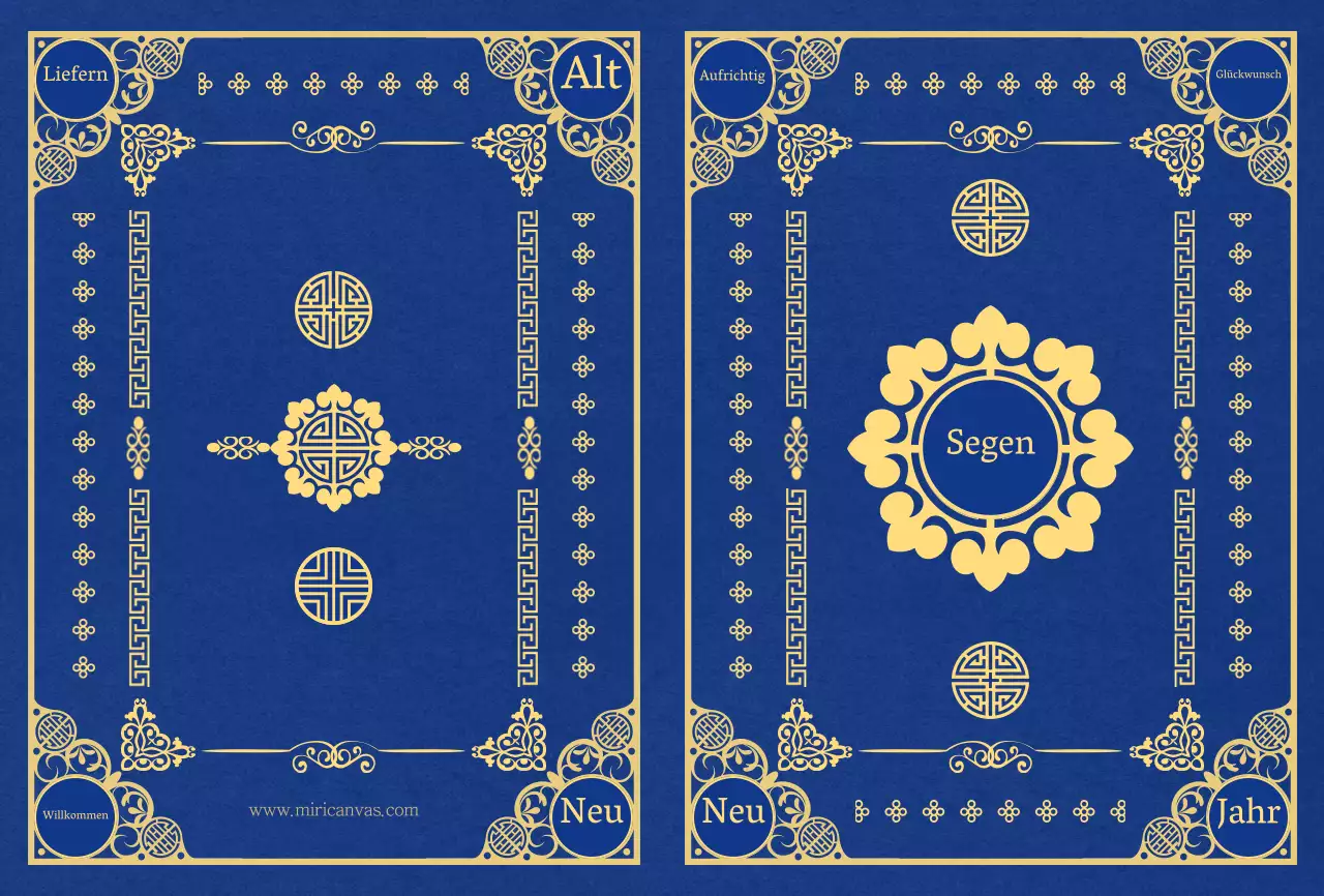 Blaue und gelbe koreanische traditionelle Muster Konzept Grußkarte