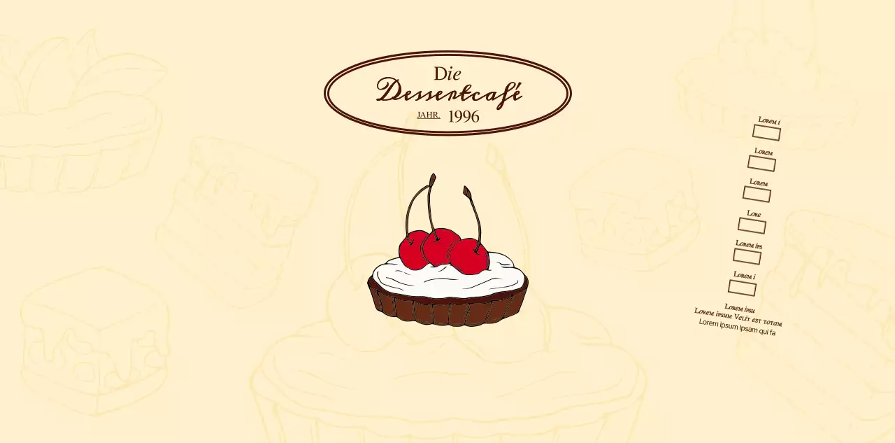 Werbung und Information für Cafés mit einem gefühlvollen Logo in Rotbraun und Hellgelb