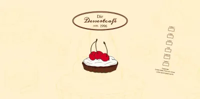 Werbung und Information für Cafés mit einem gefühlvollen Logo in Rotbraun und Hellgelb
