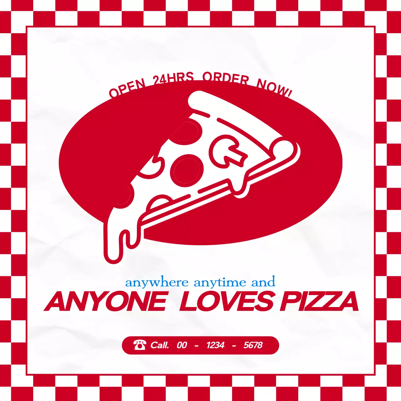 赤 ポップ ピザ メニュー SNS投稿 正方形