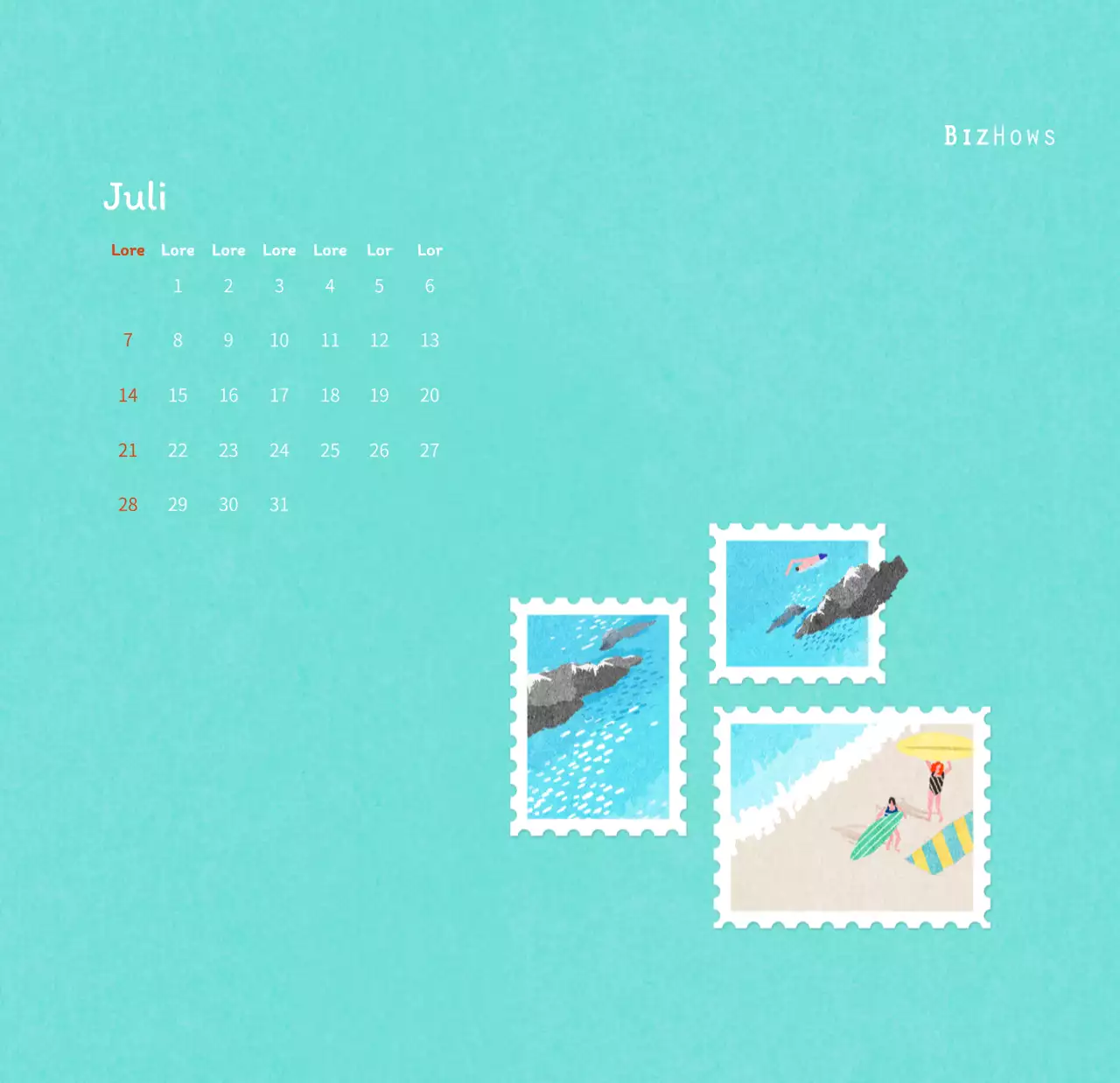 Stempelillustrationen mit einem warmen Konzept