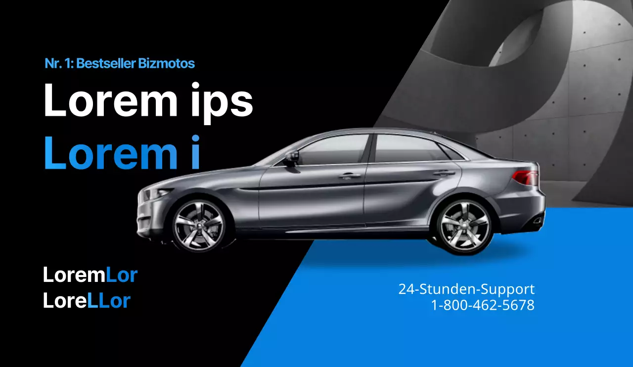 Sauberes Design für Gebrauchtwagenwerbung in einem eleganten blauen Farbschema