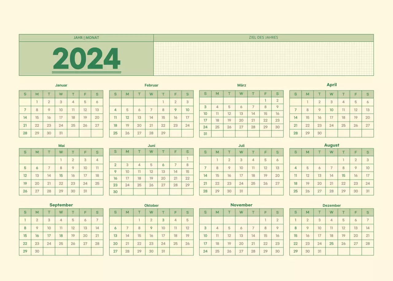 SAT D-day Notizblock Konzept Wandkalender in grün und hellgelb