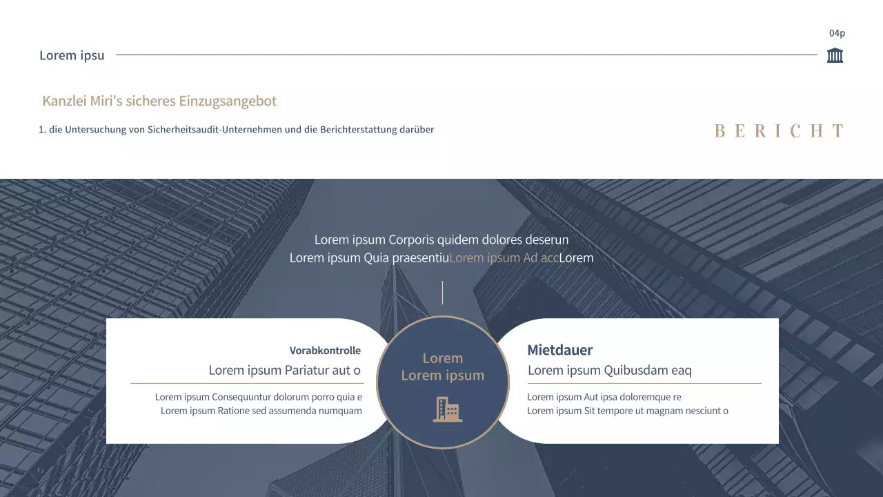 Angebot einer sauberen Anwaltskanzlei in Blau und Beige (PPT)