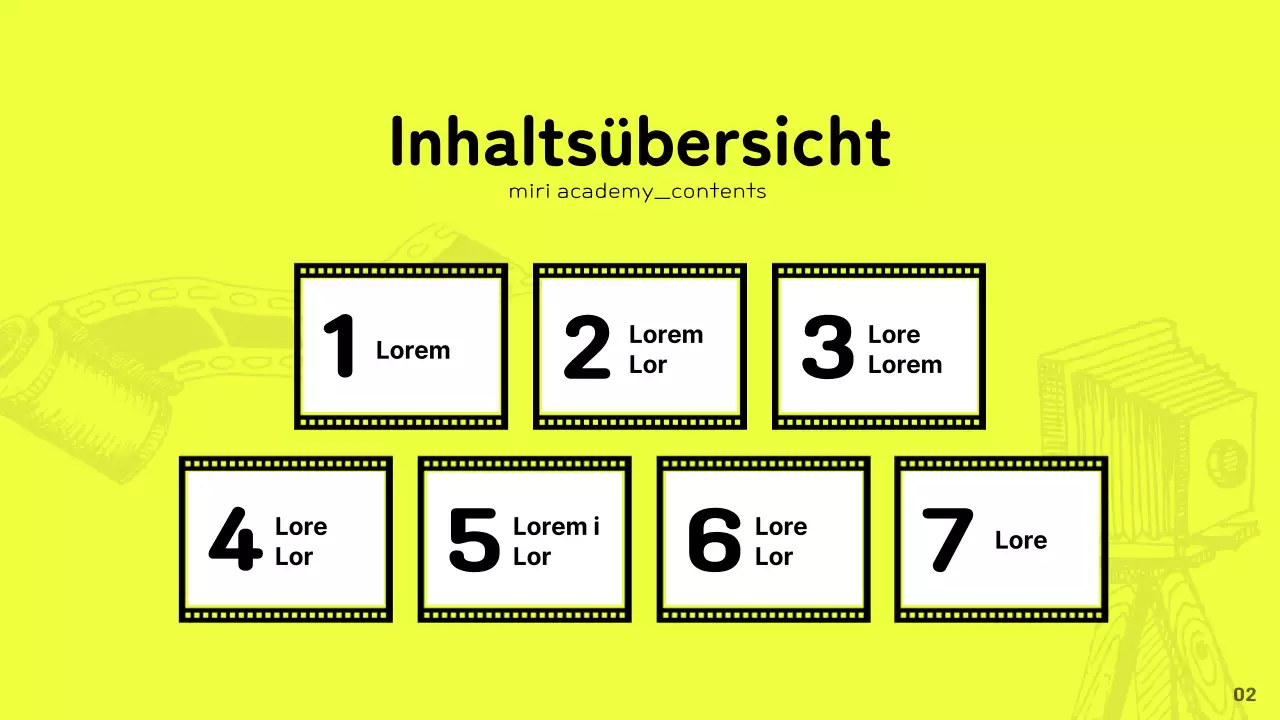 Werbung für die Filmhochschule mit einem künstlerischen Konzept auf gelbem Hintergrund