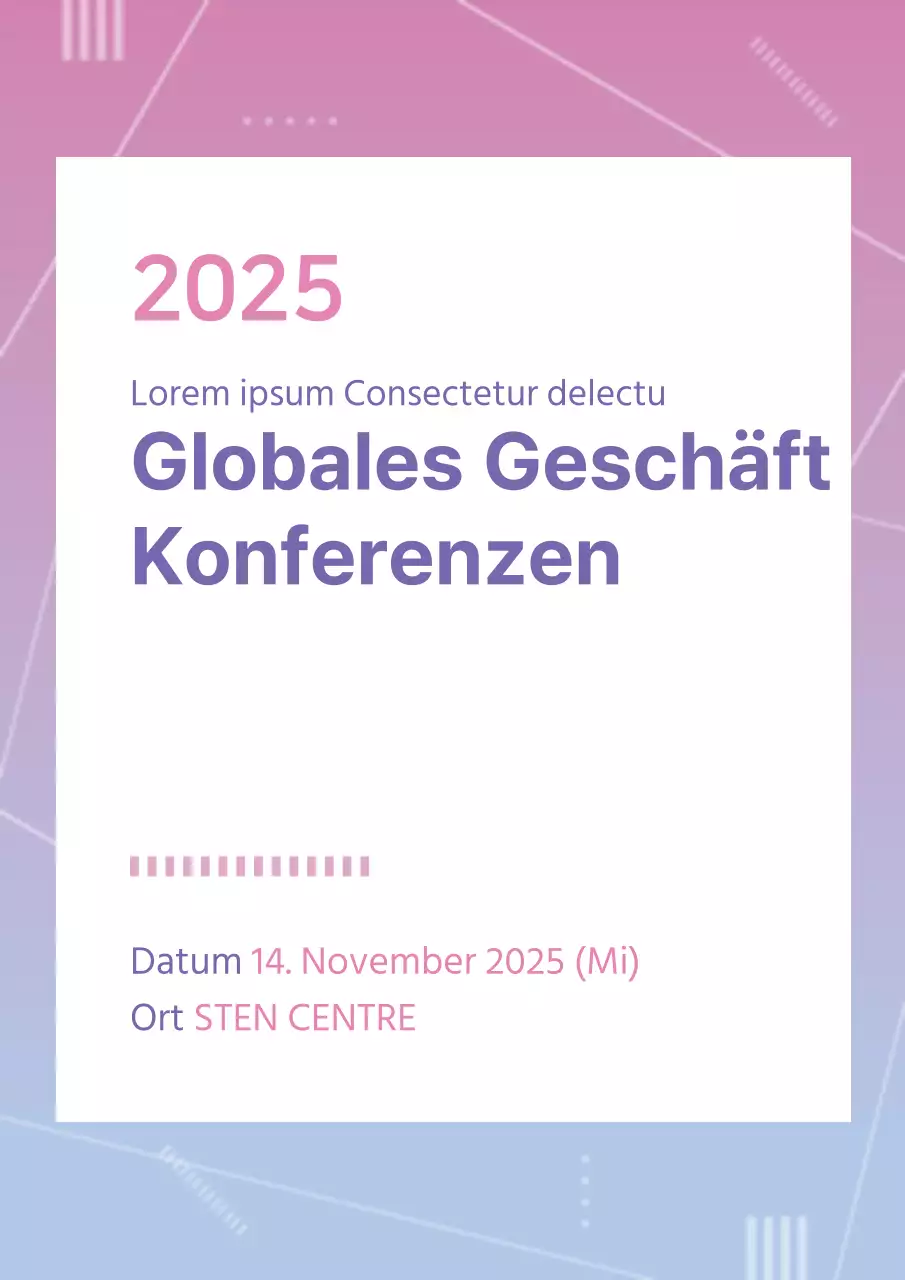 Werbung für eine einfache Konferenz in Rosa und Blau