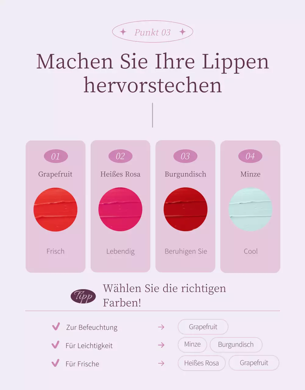 Emotionale getönte Kosmetika, um rosa und lila Fotos hervorzuheben