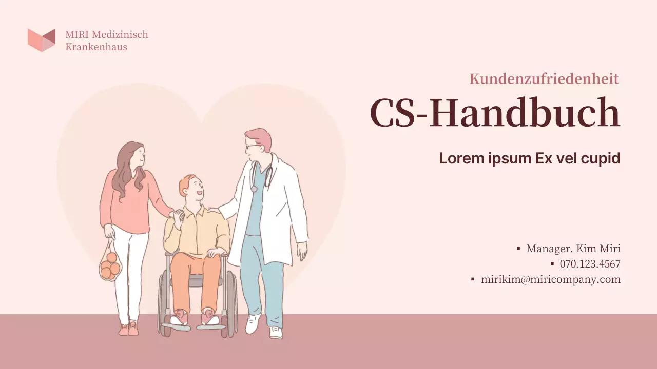 Schulungshandbuch für Krankenhaus-CS-Gütezeichen in rosa Pastellfarben