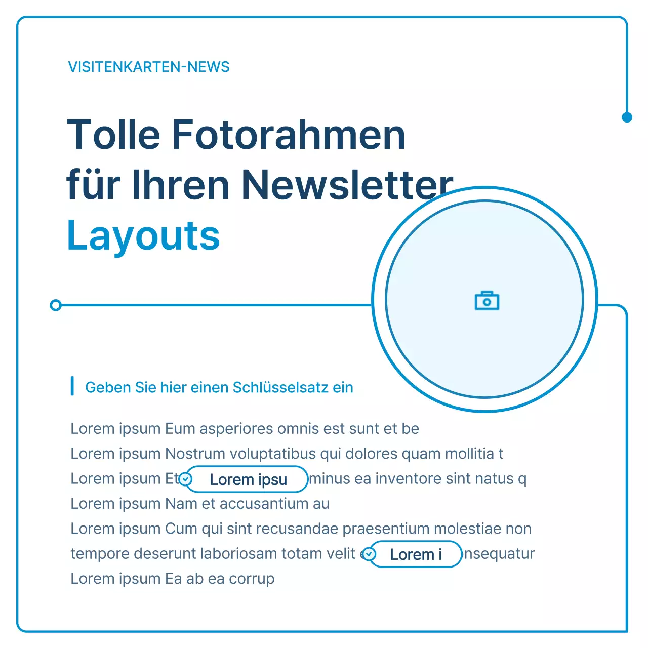 Ein Leitfaden für Unternehmensnewsletter in weißer und blauer Geometrie