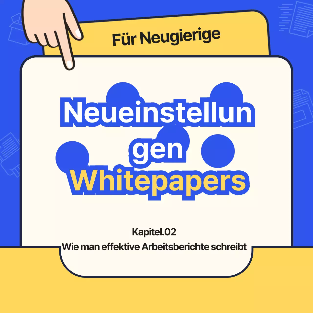 Ein einfaches blaues und gelbes Deck für die Einarbeitung neuer Mitarbeiter