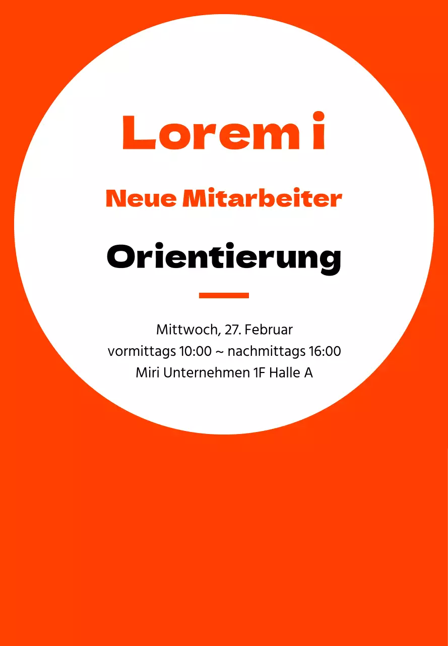 Einfacher Rahmen in Orange und Schwarz für Informationen zur Orientierung neuer Mitarbeiter
