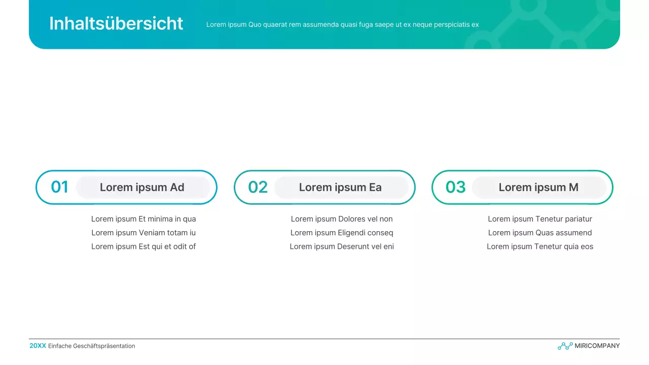 Einfache Geschäftspräsentation mit Farbverlauf in Hellblau und Grün