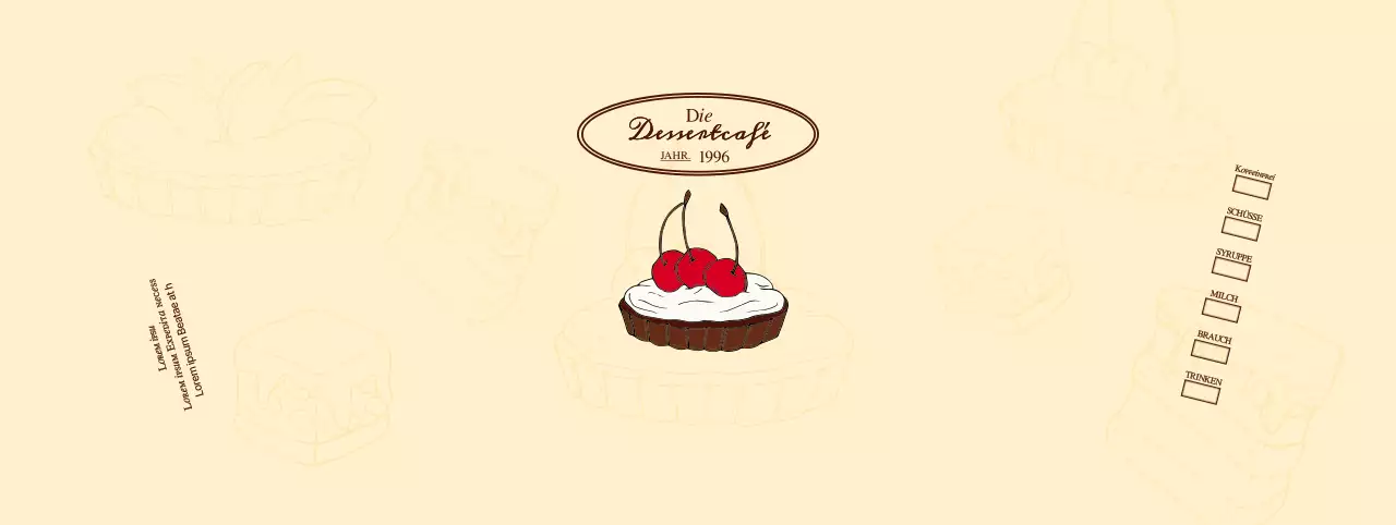 Werbung und Information für Cafés mit einem gefühlvollen Logo in Rotbraun und Hellgelb