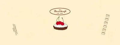 Werbung und Information für Cafés mit einem gefühlvollen Logo in Rotbraun und Hellgelb