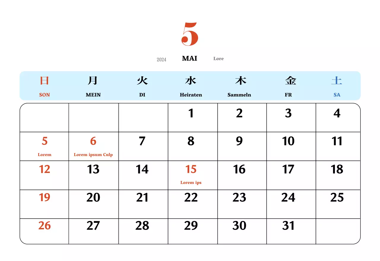 Retro-Konzept Nostalgie-Kalender in rot und blau