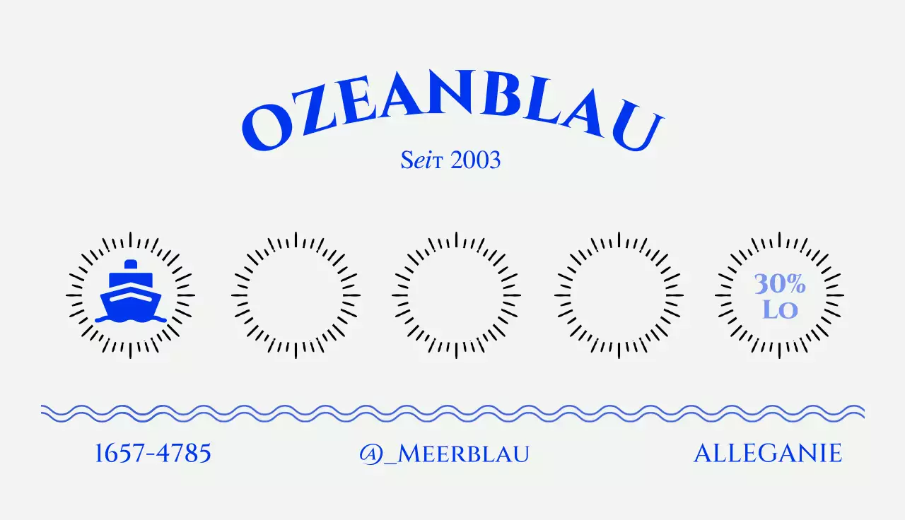 Meeresfrüchte-Restaurant Coupon Visitenkarte mit blauen Akzenten