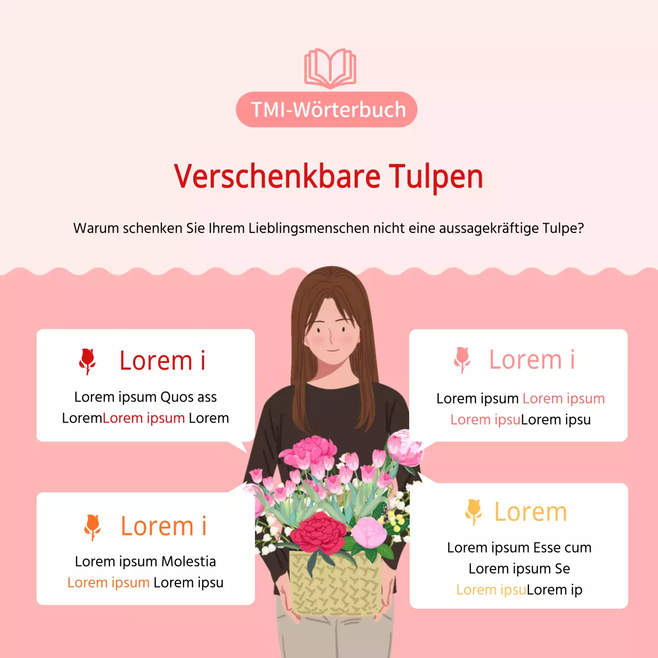 Tulpenblumensprache TMI mit rosa Illustrationen