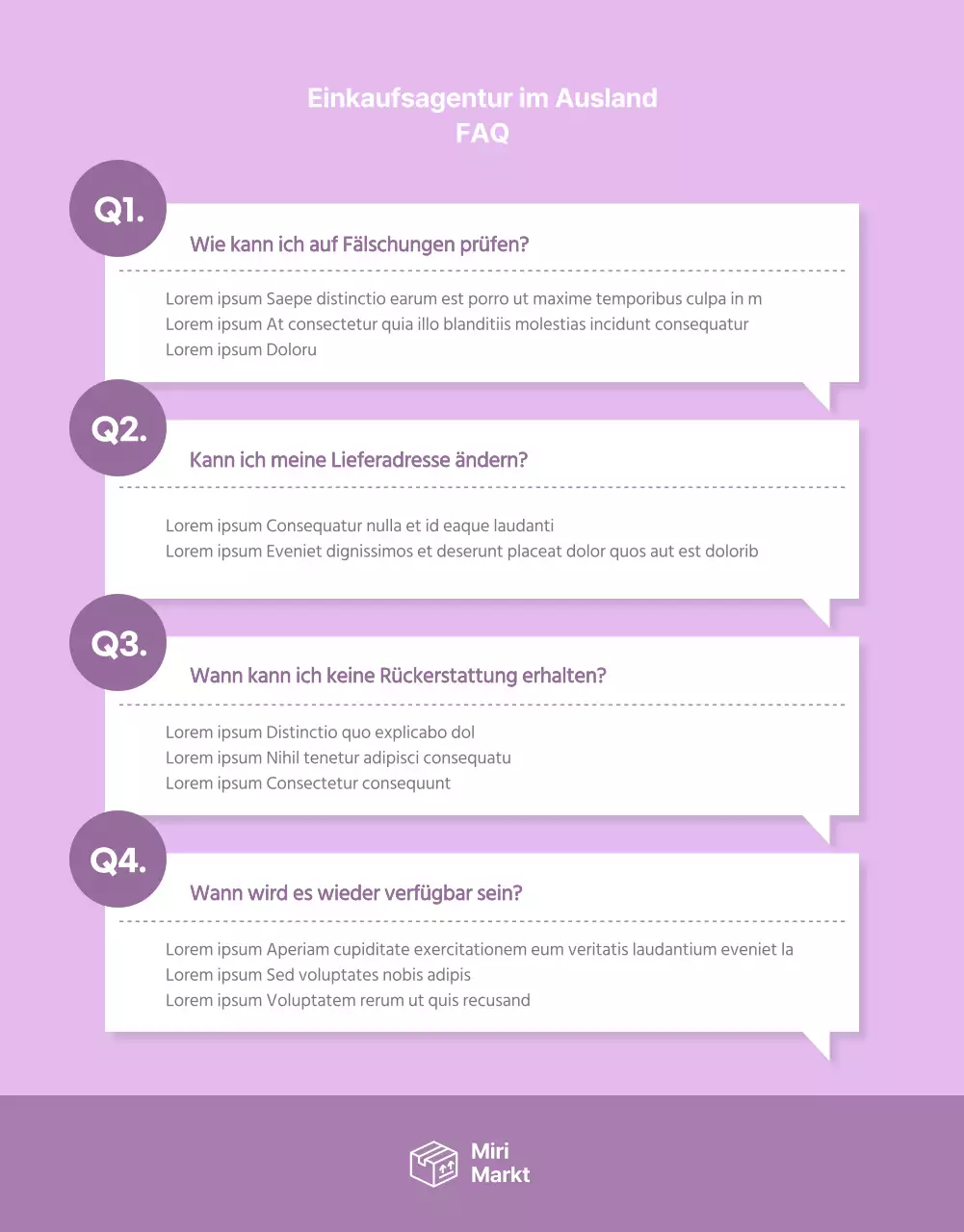 Einfache Übersee-Kaufdetailseite mit lila Akzenten