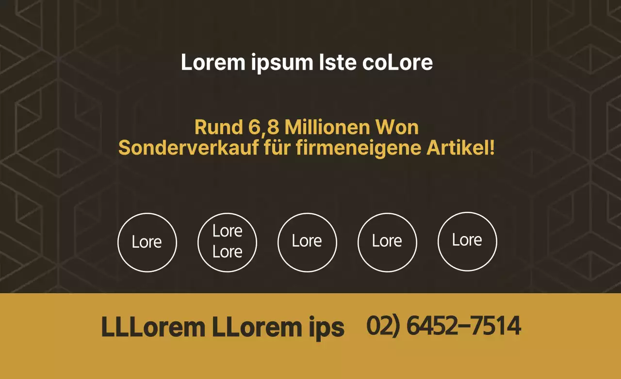 Einfacher Text-Layout-Stil in Ocker und Weiß mit Informationen zum Verkauf