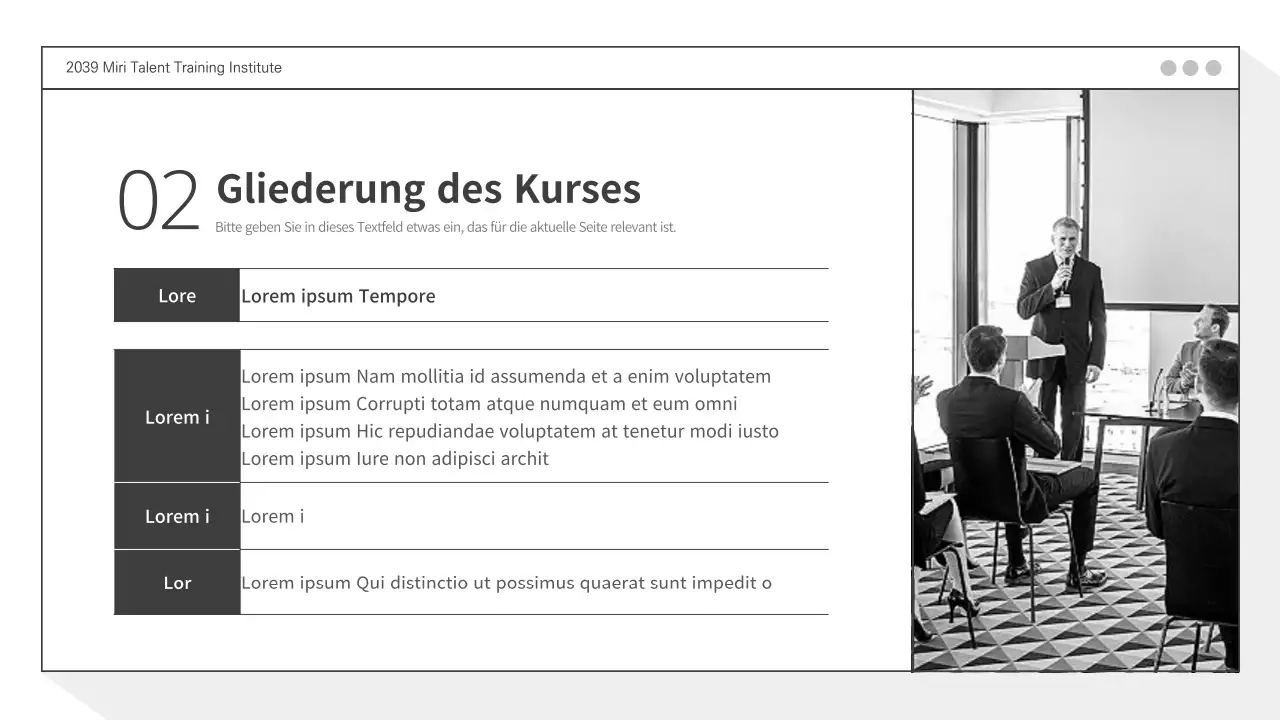 Angebot für ein maßgeschneidertes Schulungsprogramm für Unternehmen PPT von Grayton