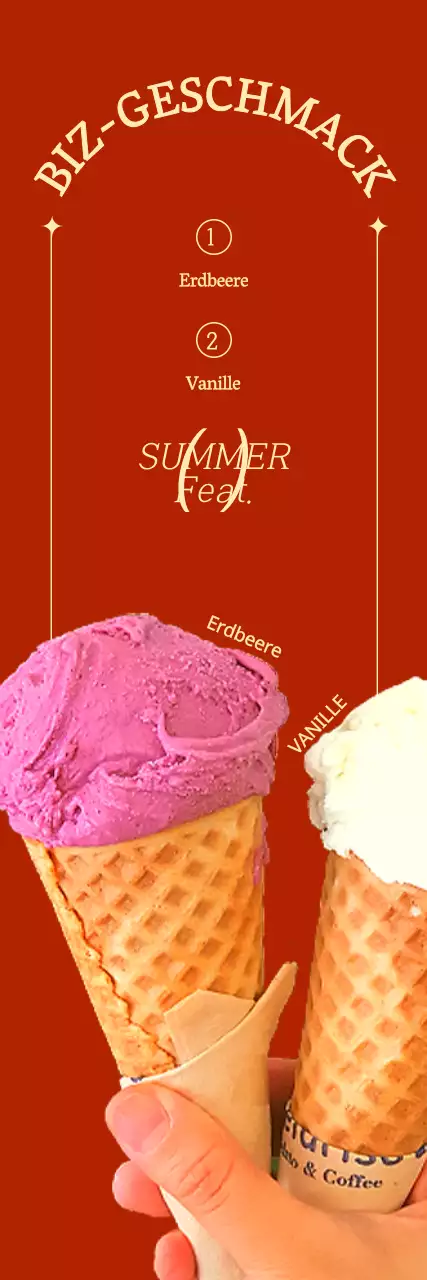 Werbung für ein köstliches Sommercafé-Menü in Rot