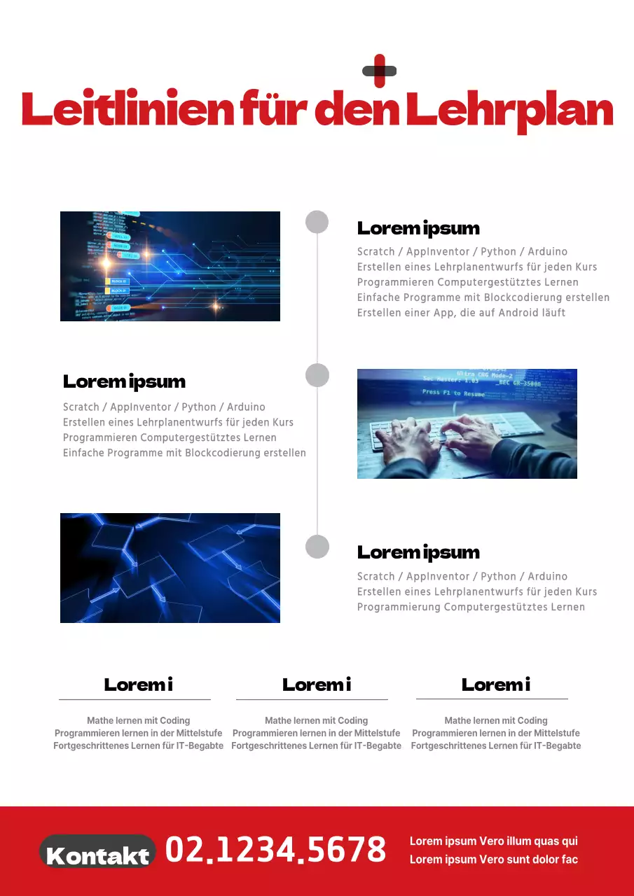 Einfacher rot-weißer Flyer für eine Programmierschule