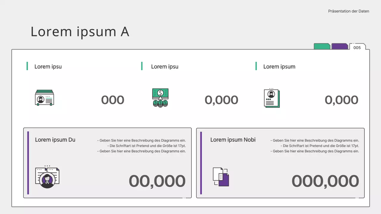 Einfache grüne und violette Diagramme und infografische Darstellung