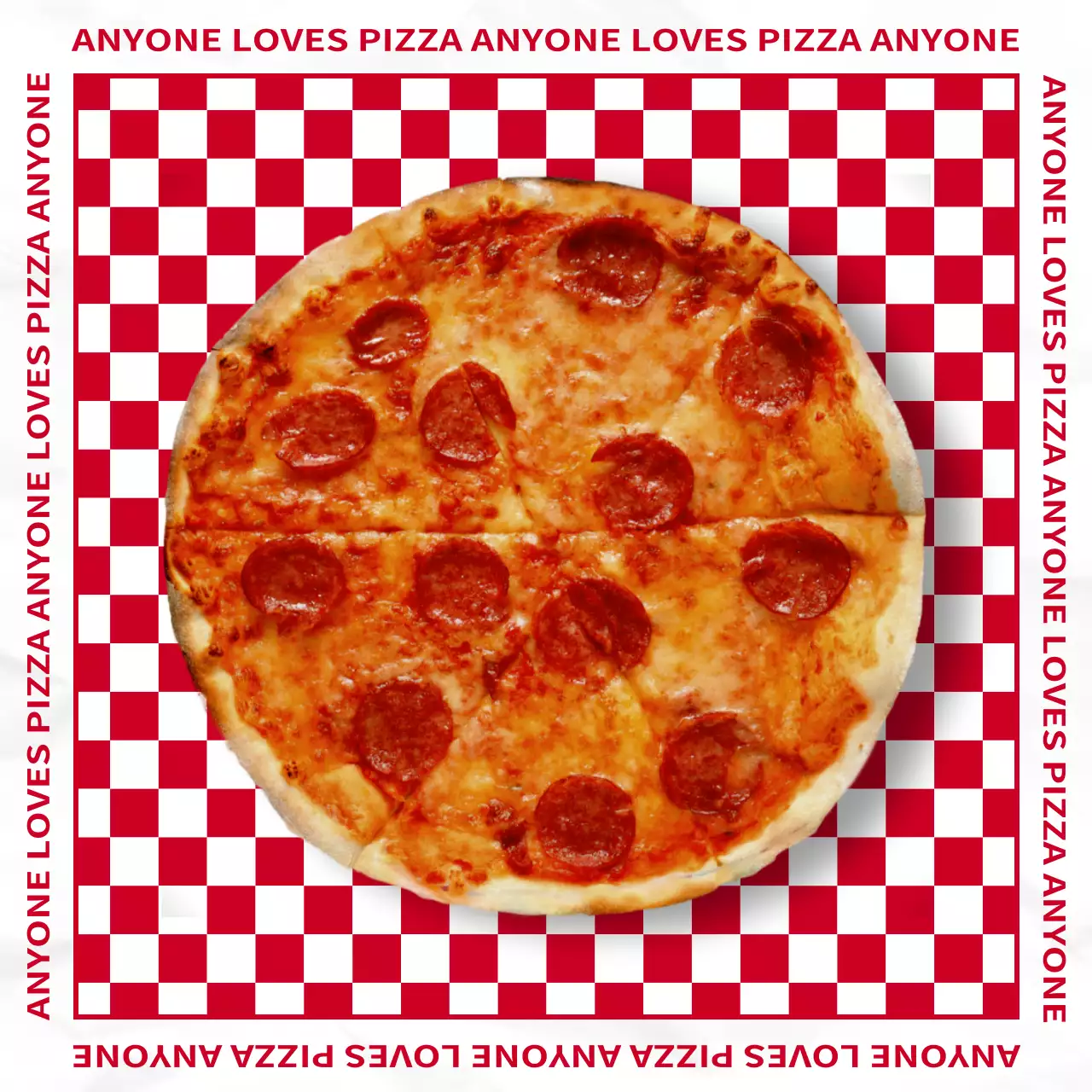 赤 ポップ ピザ メニュー SNS投稿 正方形