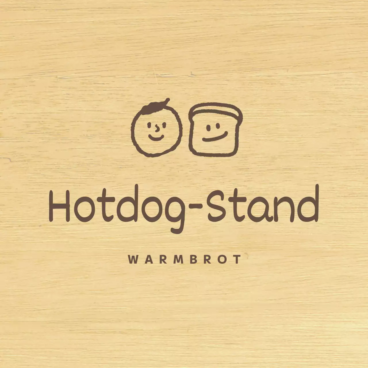 Bäckerei-Stil mit braunen, gezeichneten Menschen und Brot-Illustrationen