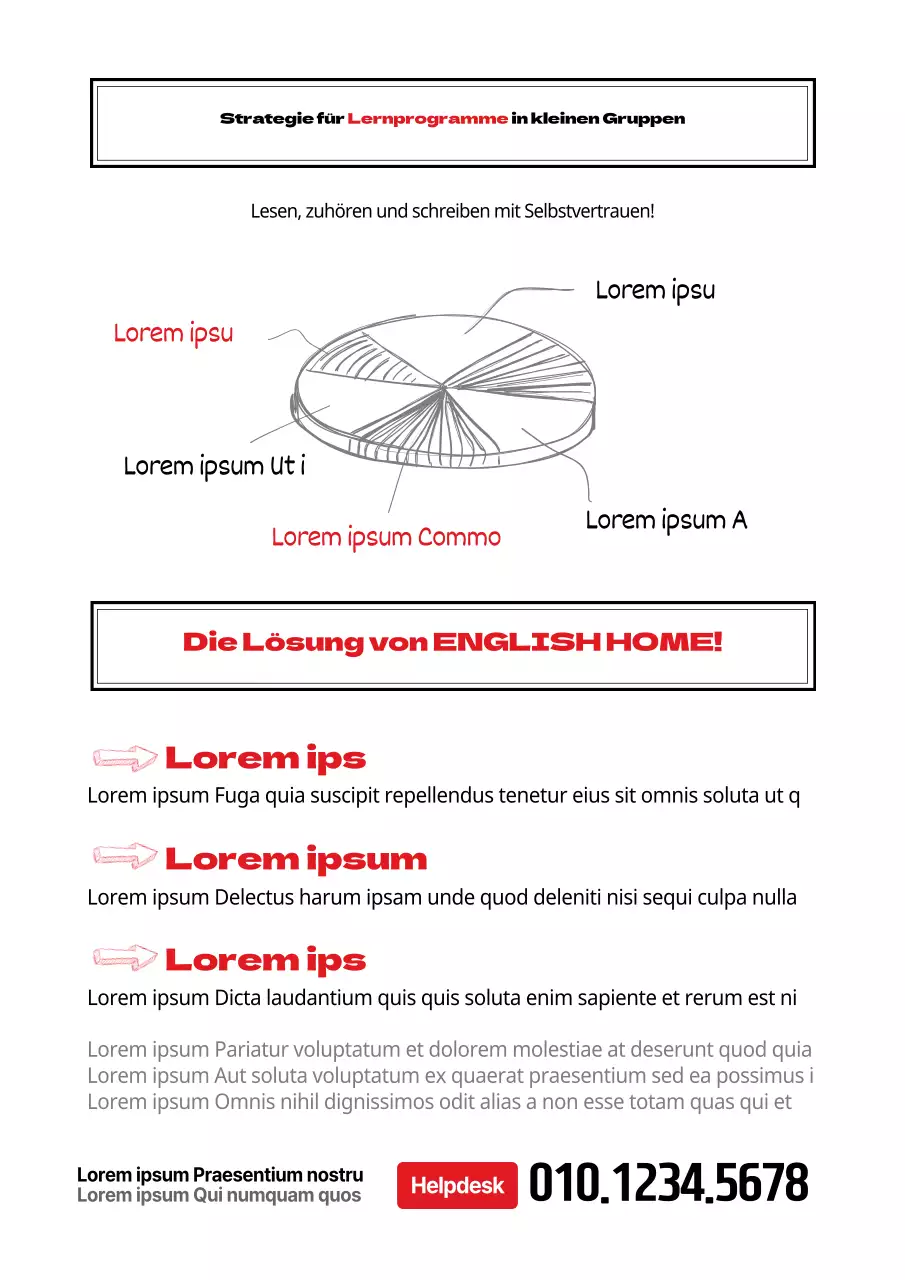 Bewerben Sie Ihre Englischschule mit schwarzem und rotem Text