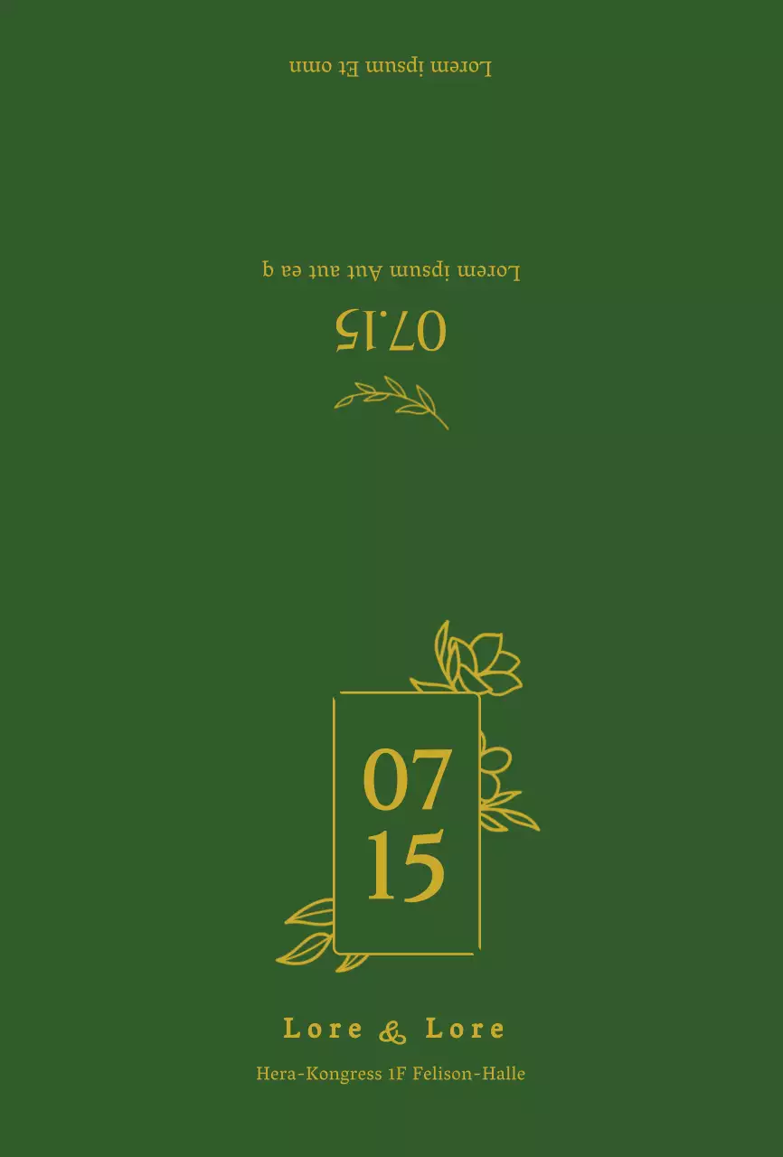 Luxuriöse Hochzeitseinladungen in Dunkelgrün und Goldfolie