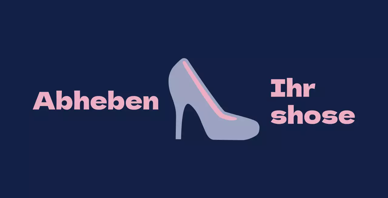 Ballettschuhe auf marineblauem Hintergrund mit einem Schild, das Sie auffordert, die Schuhe auszuziehen.