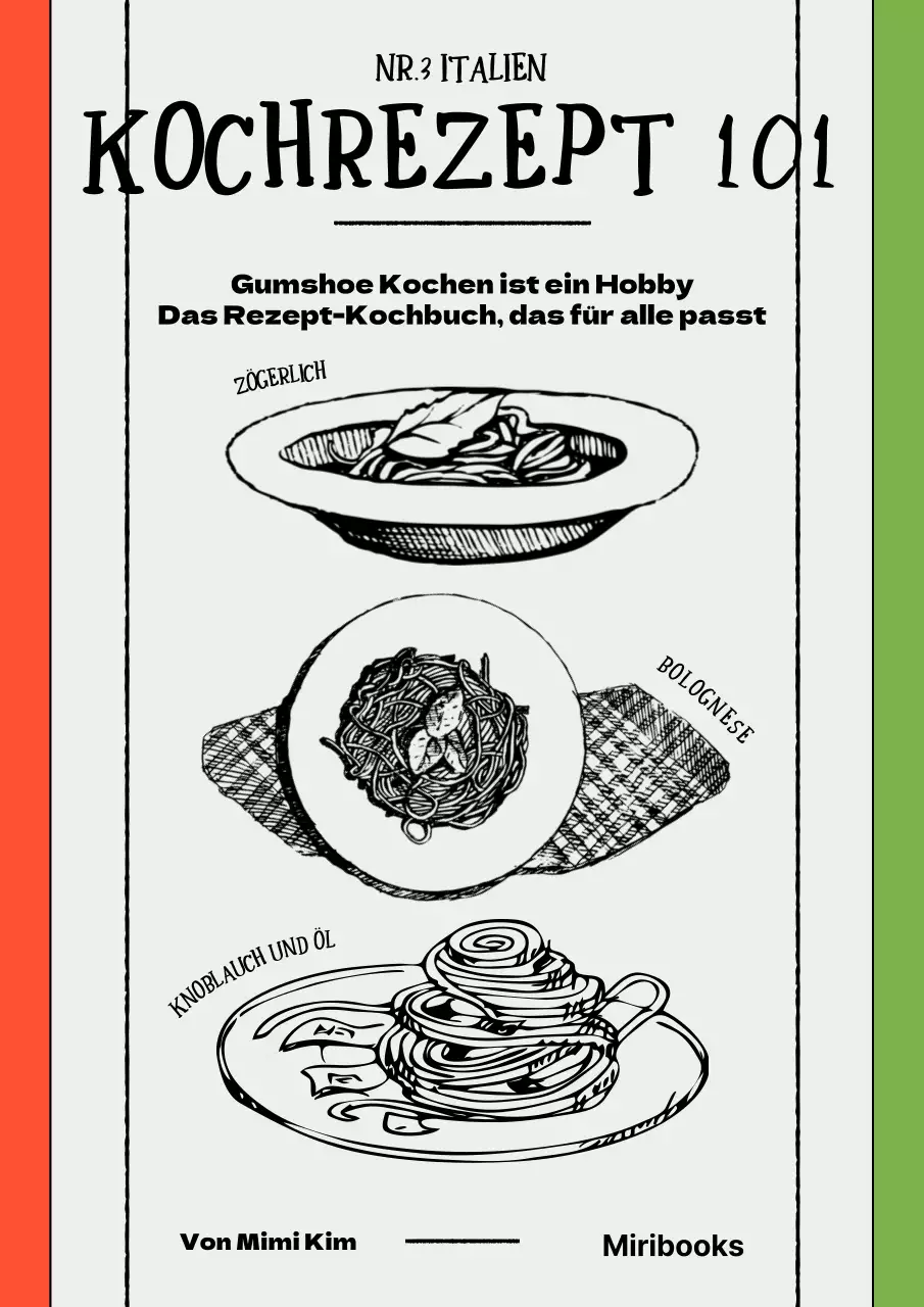 Strichzeichnung Pasta Punkt Rezeptbuch auf weißem Hintergrund