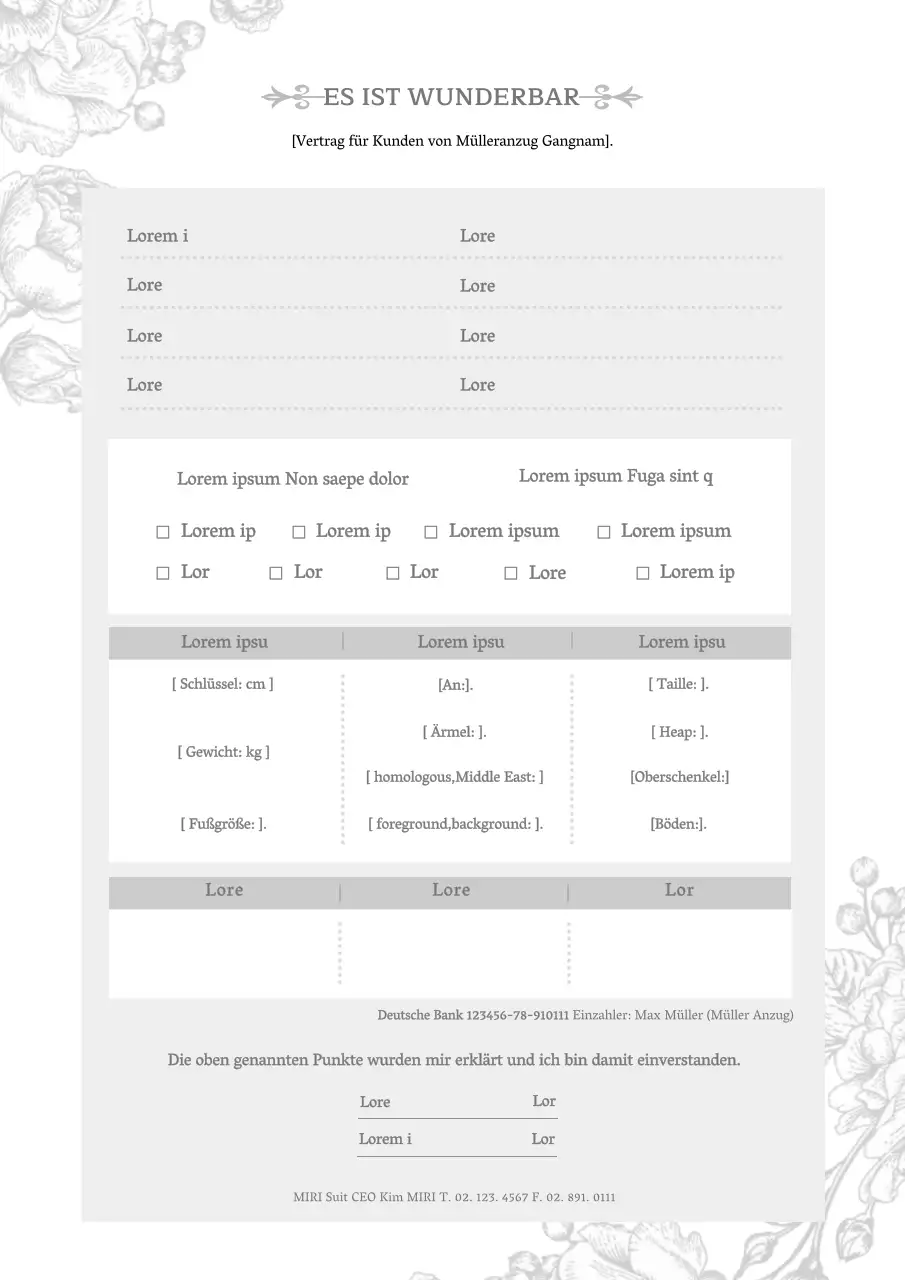 Blumenhochzeitsvertrag