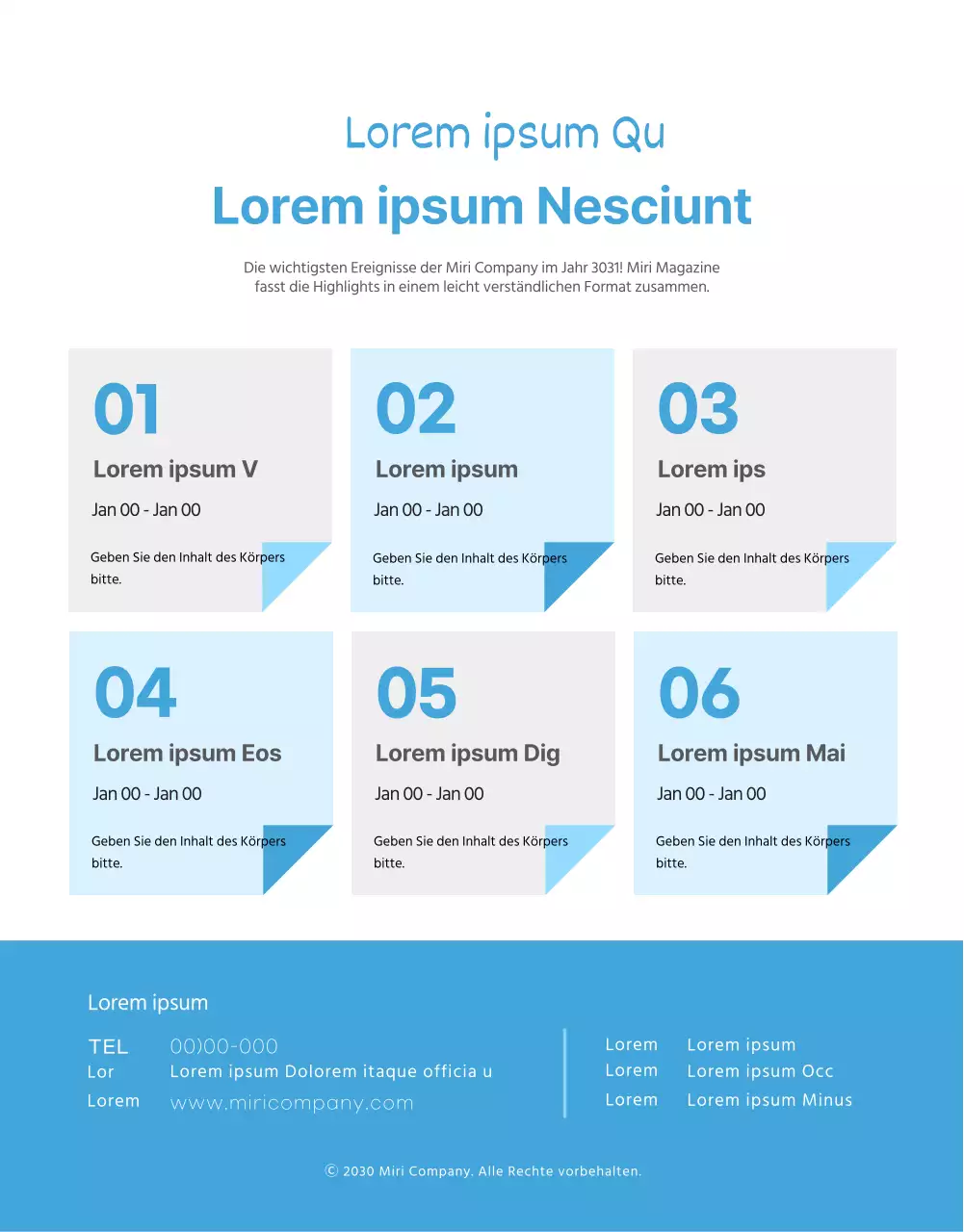 Blaue saubere Unternehmenskultur Newsletter