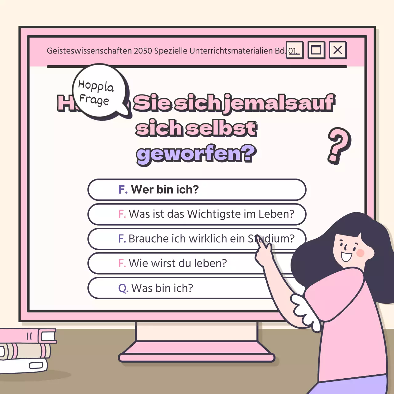 Ein süßes Konzept für eine geisteswissenschaftliche Vorlesung mit rosa-lila Akzenten