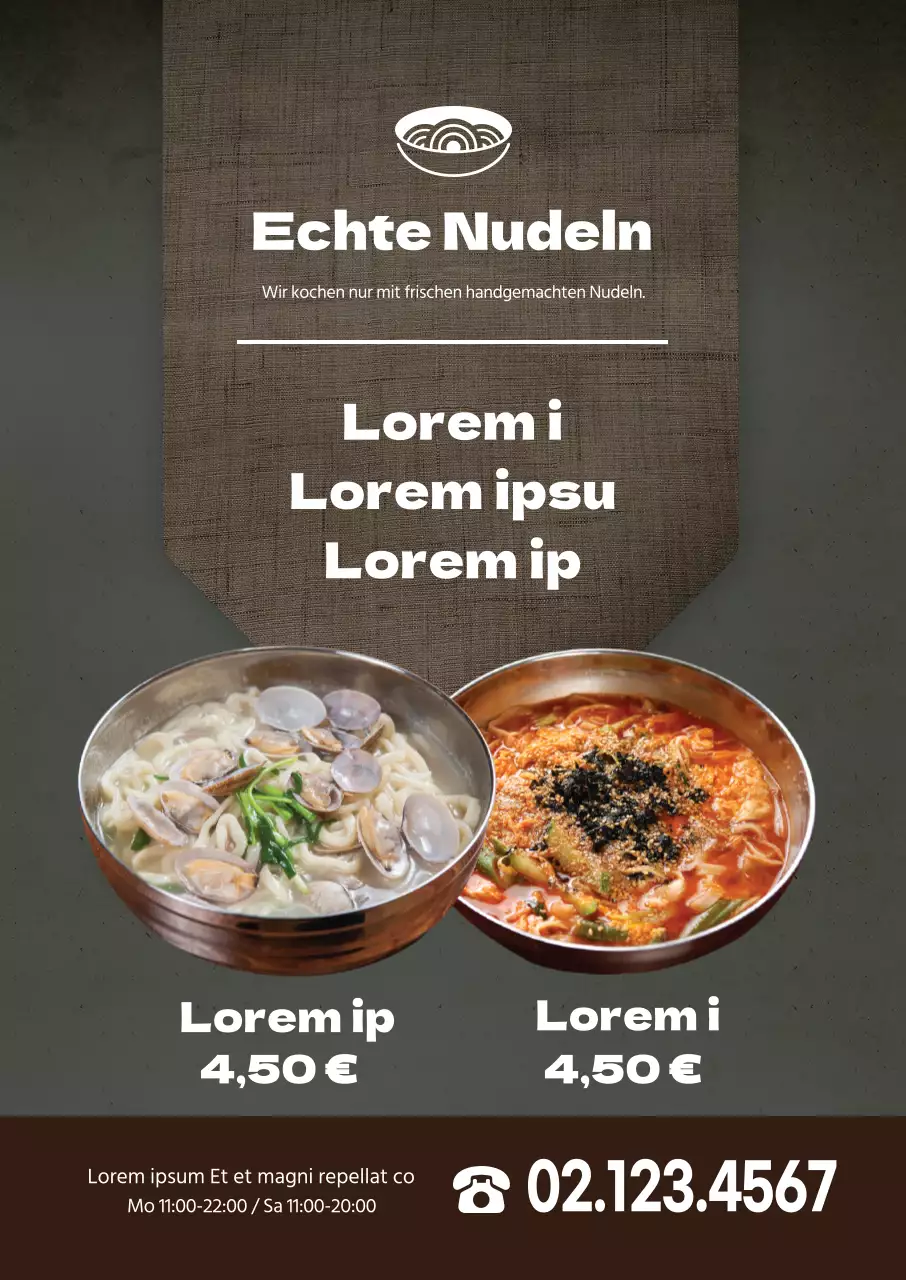 Braunes Foto unterstreicht traditionelles Ramen-Menü im Restaurant