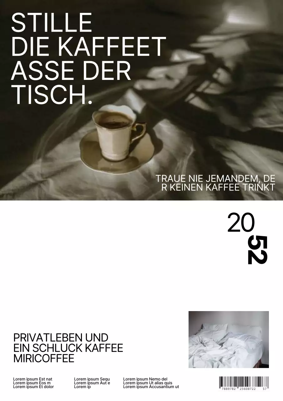 Weißes und schwarzes Schaufensterplakat für ein Café