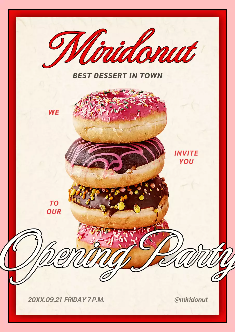 레드 빈티지 디저트 초대장 포스터