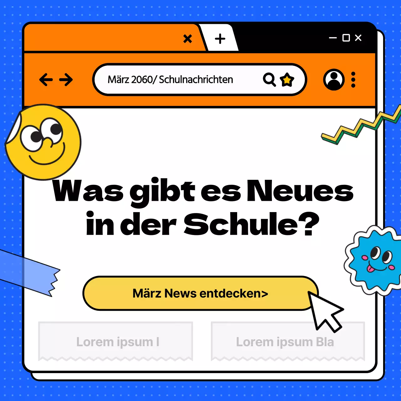 Blauer und oranger Browser Schulnachrichtenführer