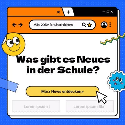 Blauer und oranger Browser Schulnachrichtenführer
