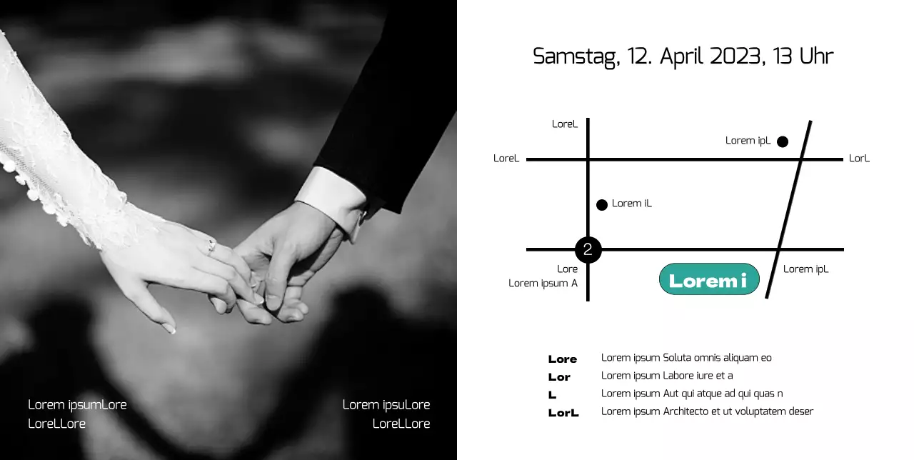 Saubere Hochzeitseinladung in monochromem Grün