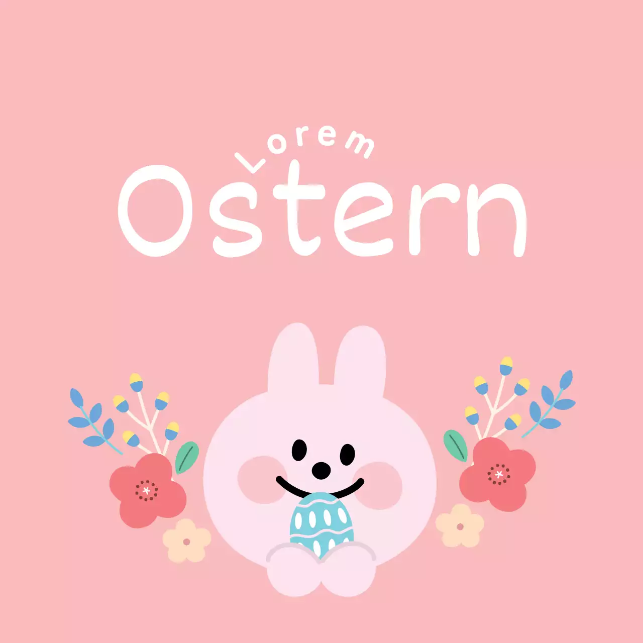 Pinker süßer Hase Ostern (Quadratischer Aufkleber)