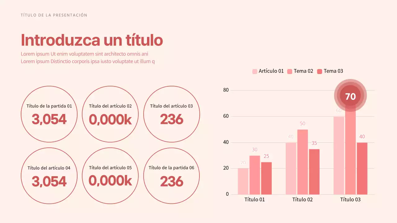 Elementos y gráficos de barras en tonos rojos apagados